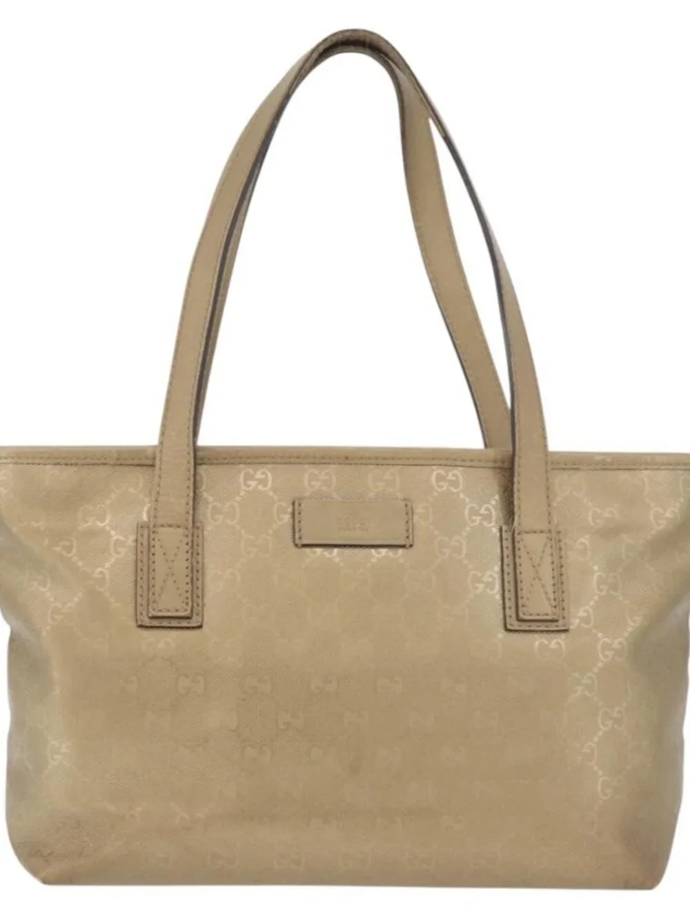 GUCCI GG Implementation Tote Bag PVC Gold 211138 Auth 175419